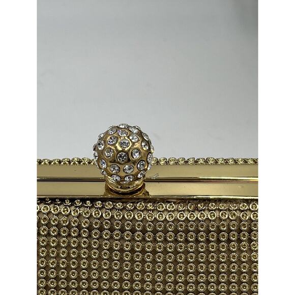 Whiting & Davis Gold Crystal Ball Metal Mesh Evening Clutch Bag Purse - Picture 8 of 16